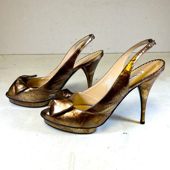 OSCAR DE LA RENTA HIGH HEEL SLINGBACK SANDALS - Picture 5 of 8